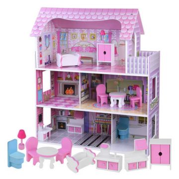 Casuta de papusi, Jokomisiada, ZA4130, Din lemn, Cu etaj si mansarda, lumini LED, accesorii, 70 x 60 x 24 cm, 3 ani+, Multicolor Casuta de papusi, Jokomisiada, ZA4130, Din lemn, Cu etaj si mansarda, lumini LED, accesorii, 70 x 60 x 24 cm, 3 ani+, Multicolor